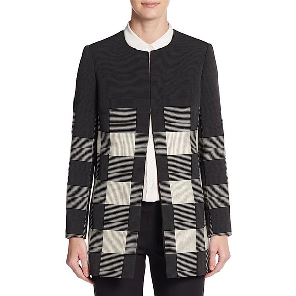 LAFAYETTE 148 NEW YORK Pria Large-Check Coat SZ 6